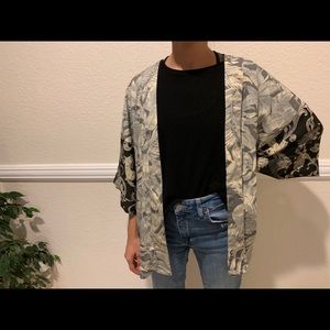 H&M floral palm kimono cardigan swim cover up